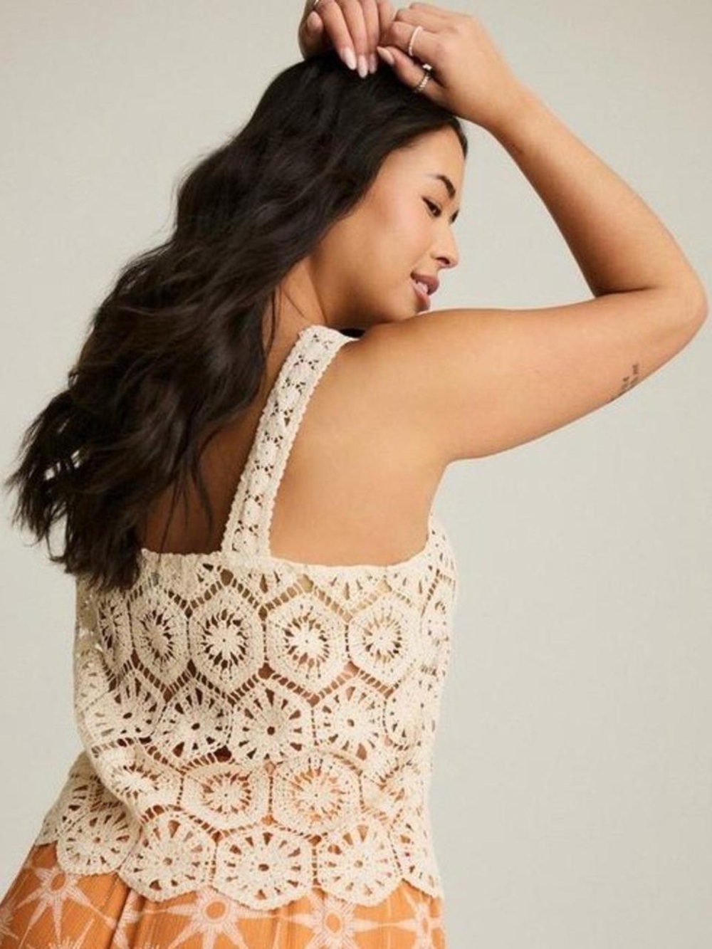 torrid festi Crochet Lace Tank Top - Cream - Picture 2 of 4
